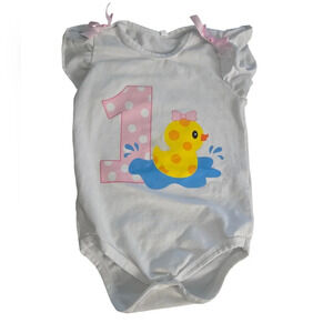 One Year Old Birthday Duck One Piece